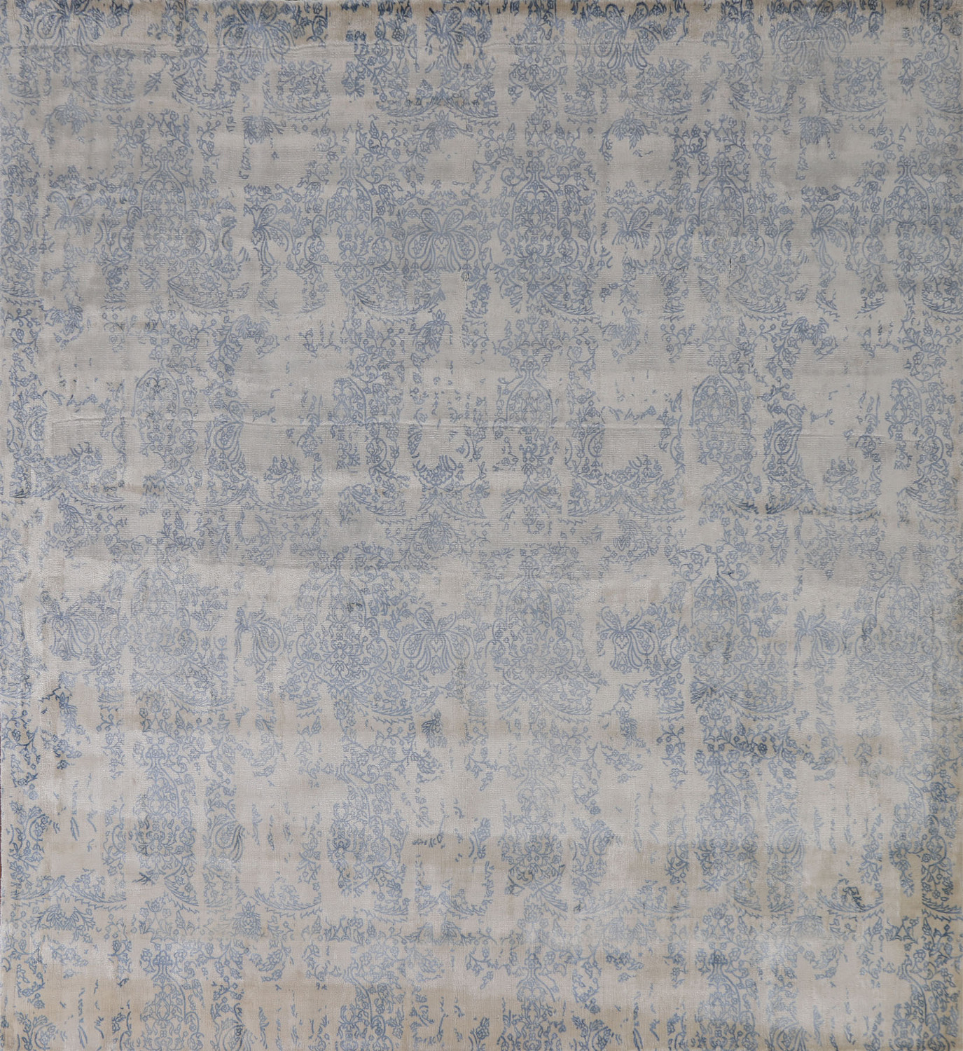 Gray & Blue Square Abstract Area Rug 8x8