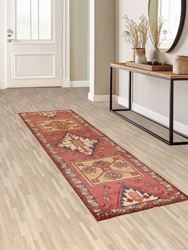 Geometric Ardebil Persian Runner Rug 3x9