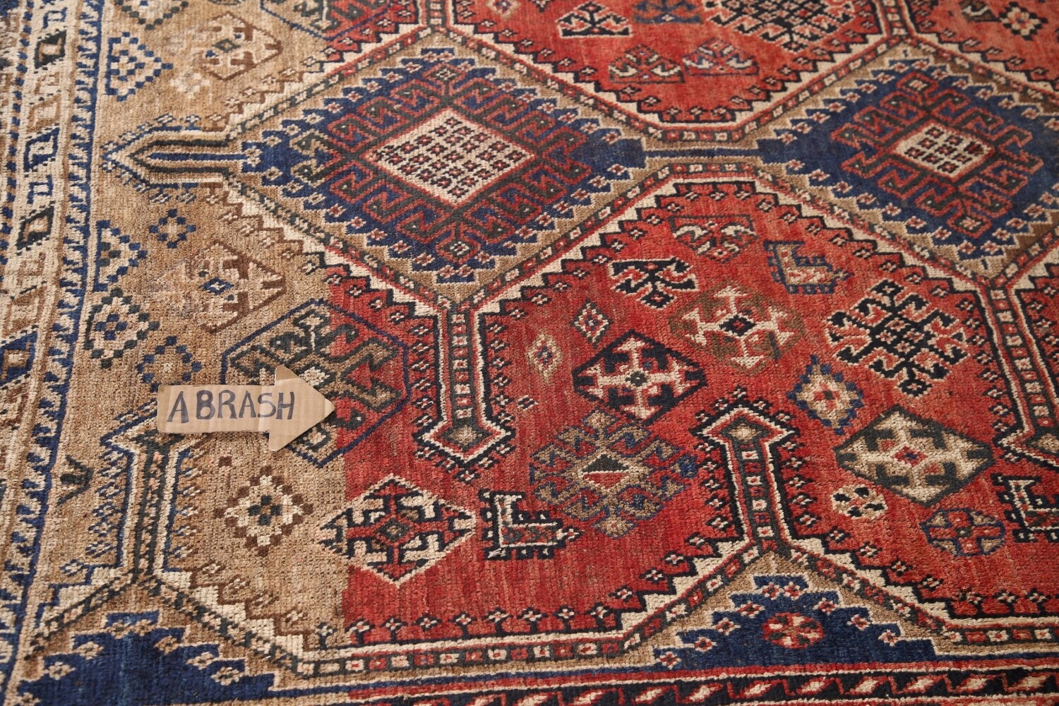 Antique Vegetable Dye Qashqai Persian Rug 5x7