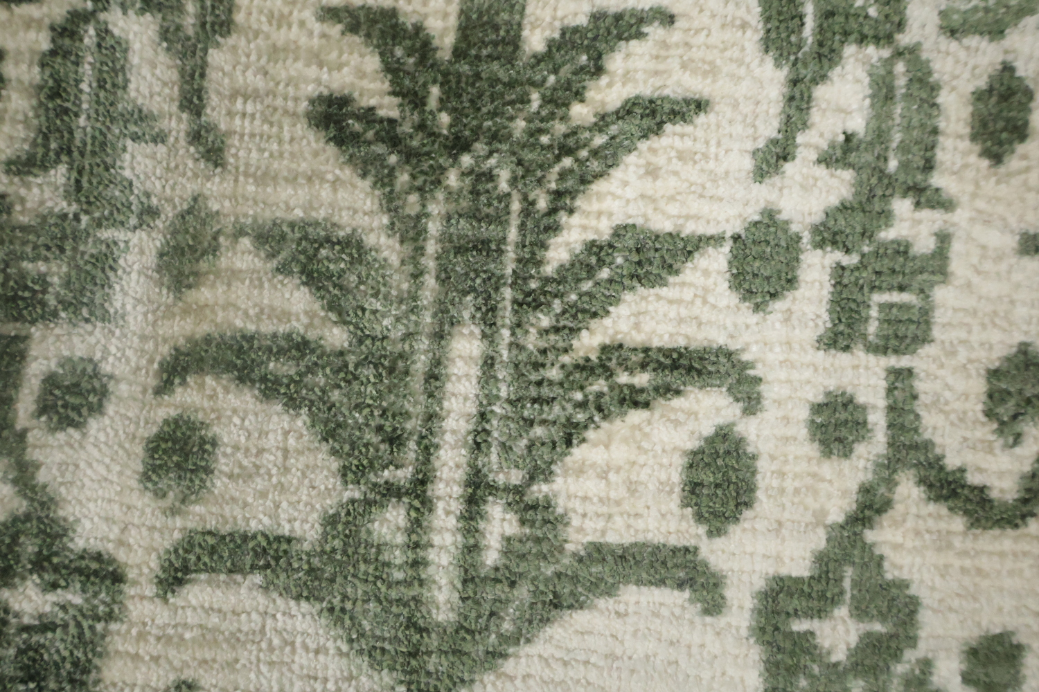 Ivory & Green Abstract Indian Runner Rug 3x12