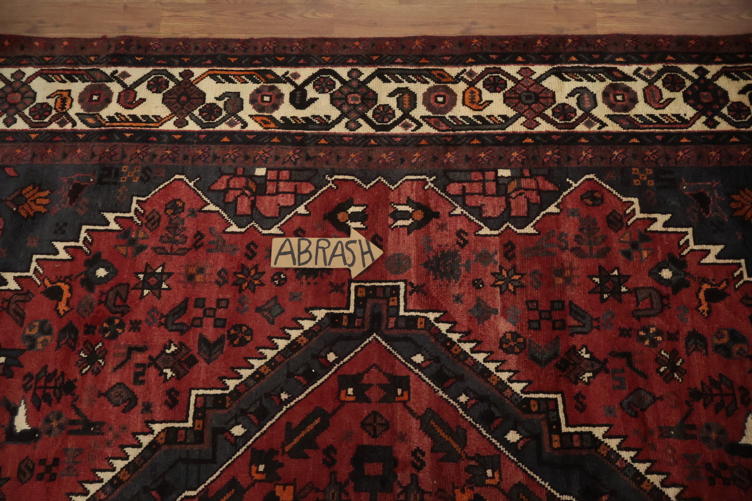Bold Persian Shiraz Tribal Area Rug with Classic Diamond Pattern 7x10
