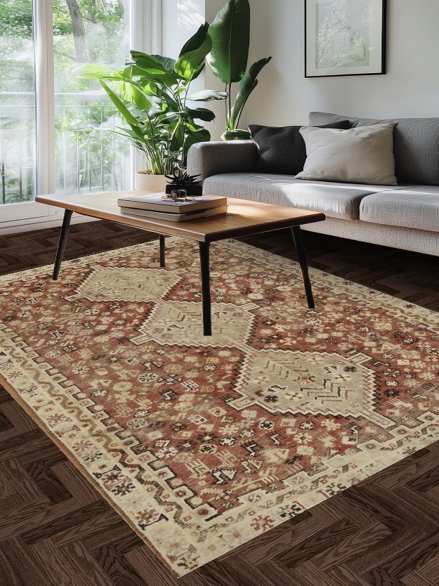 Tribal Geometric Qashqai Persian Area Rug 6x9