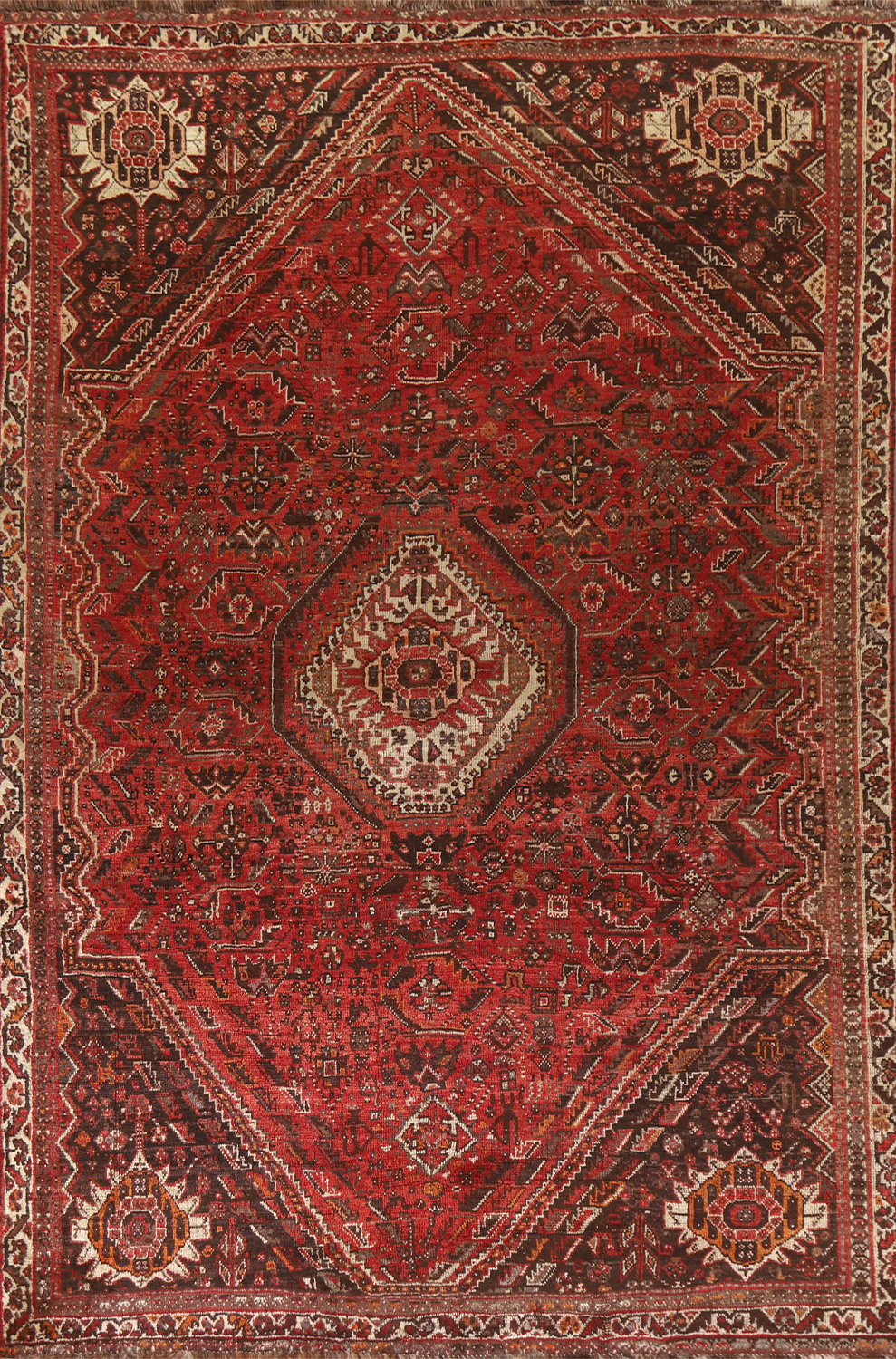 Antique Qashqai Persian Area Rug 6x10