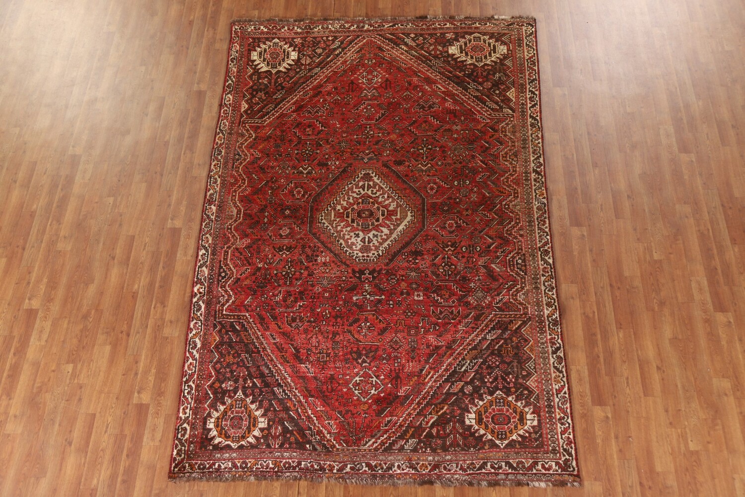 Antique Qashqai Persian Area Rug 6x10