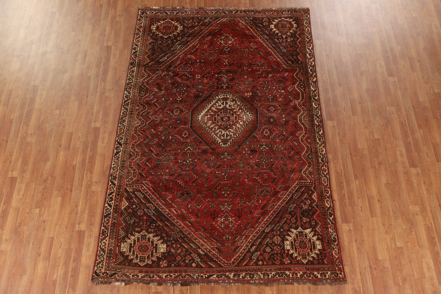 Antique Qashqai Persian Area Rug 6x10