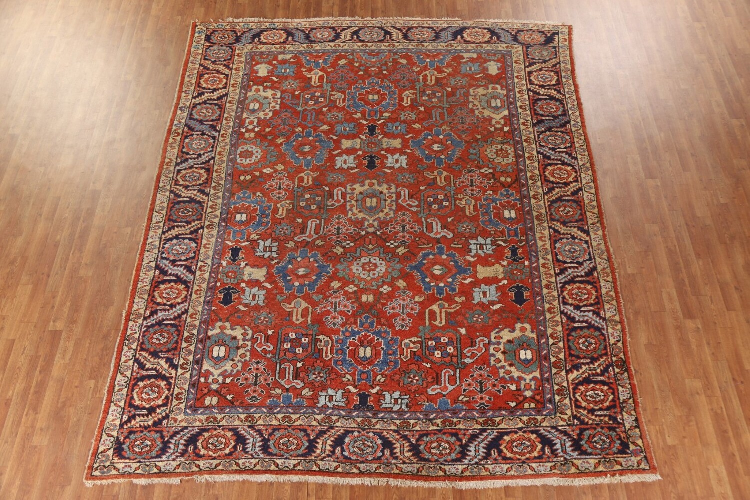 Pre-1900 Vegetable Dye Heriz Serapi Persian Area Rug 9x11