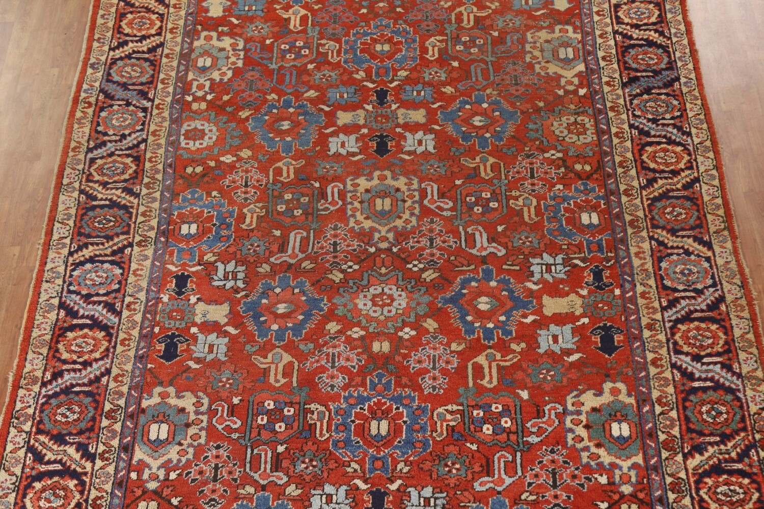 Pre-1900 Vegetable Dye Heriz Serapi Persian Area Rug 9x11