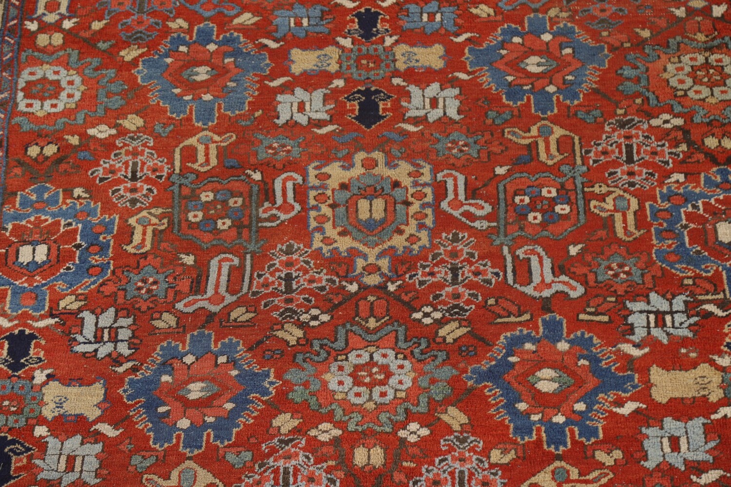 Pre-1900 Vegetable Dye Heriz Serapi Persian Area Rug 9x11