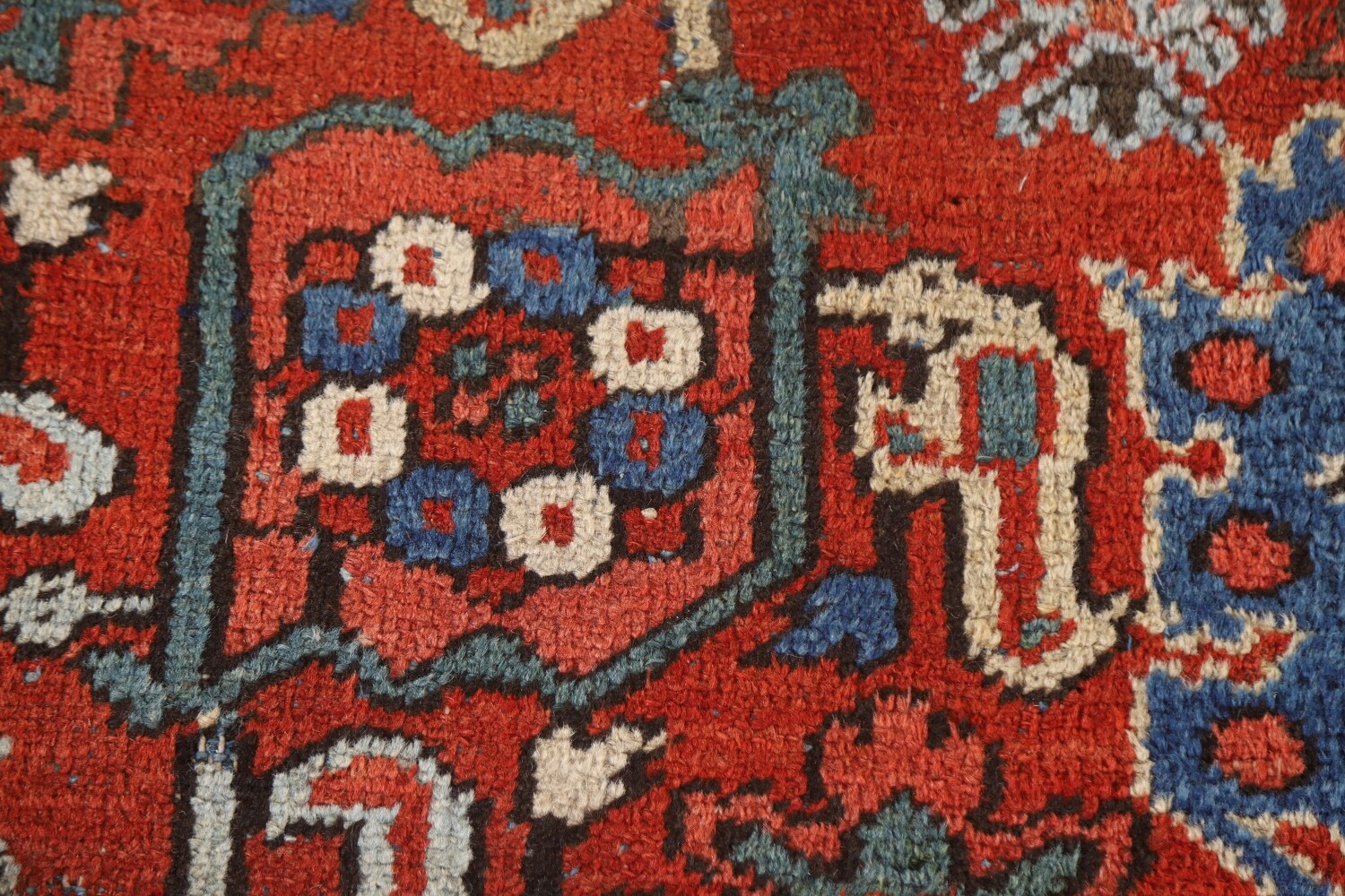 Pre-1900 Vegetable Dye Heriz Serapi Persian Area Rug 9x11