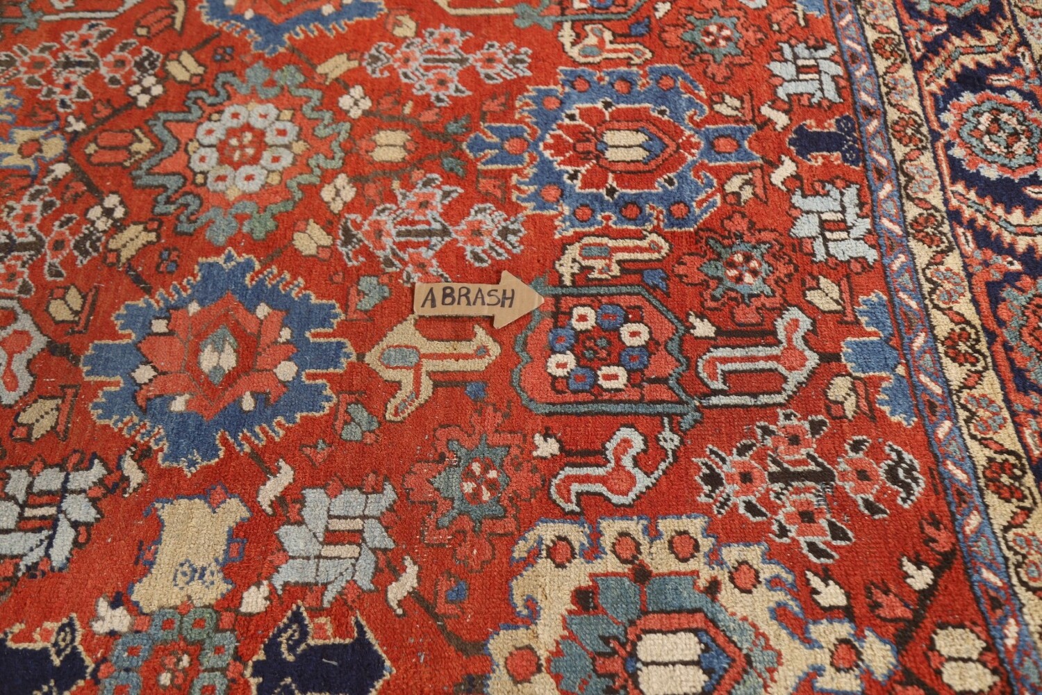 Pre-1900 Vegetable Dye Heriz Serapi Persian Area Rug 9x11