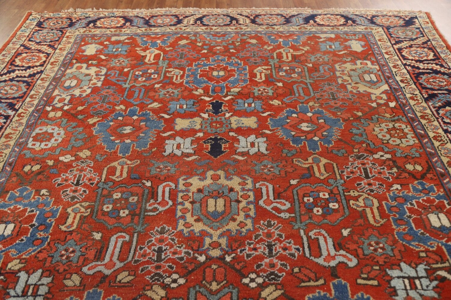 Pre-1900 Vegetable Dye Heriz Serapi Persian Area Rug 9x11