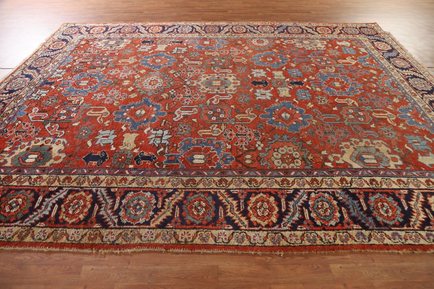 Pre-1900 Vegetable Dye Heriz Serapi Persian Area Rug 9x11