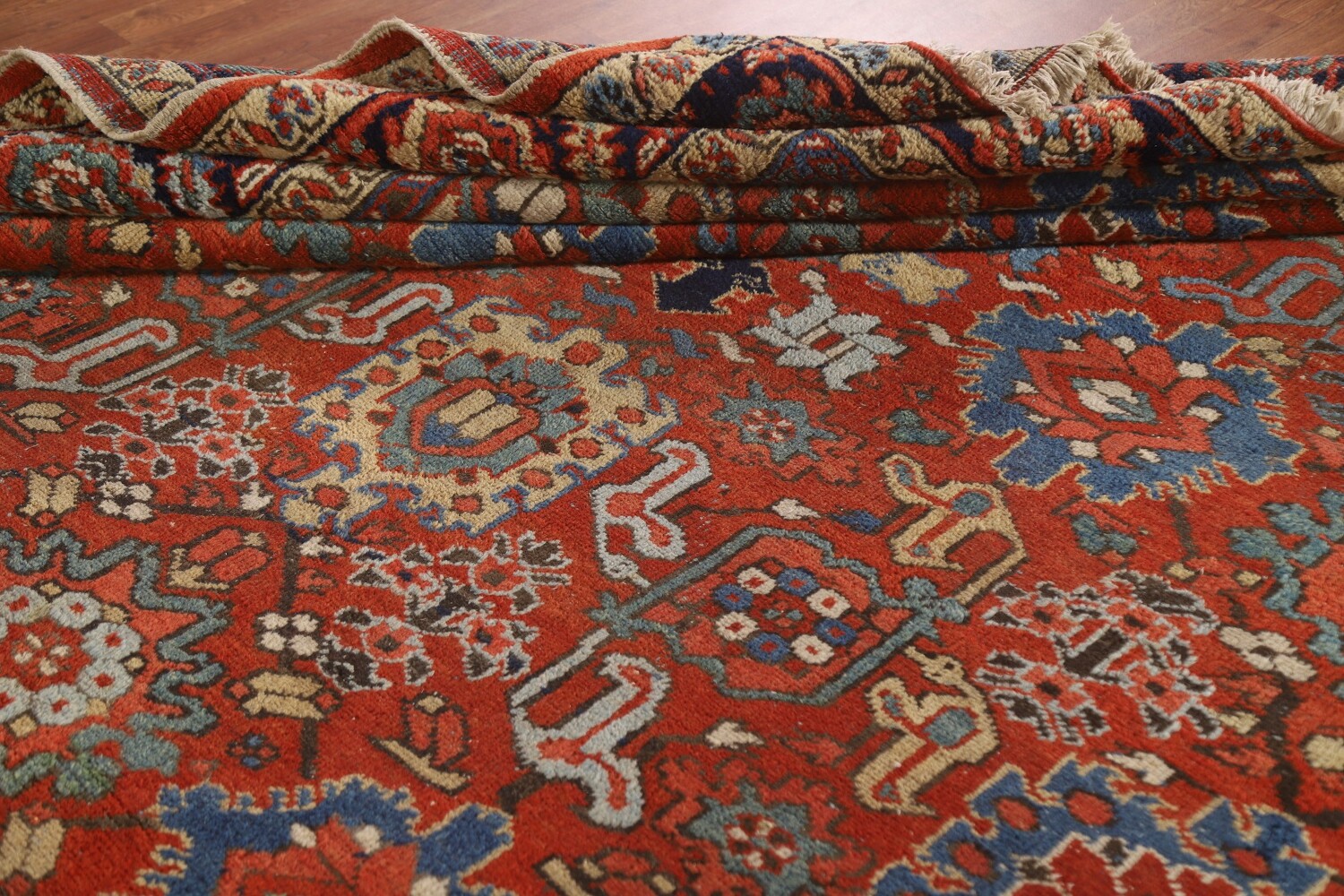 Pre-1900 Vegetable Dye Heriz Serapi Persian Area Rug 9x11