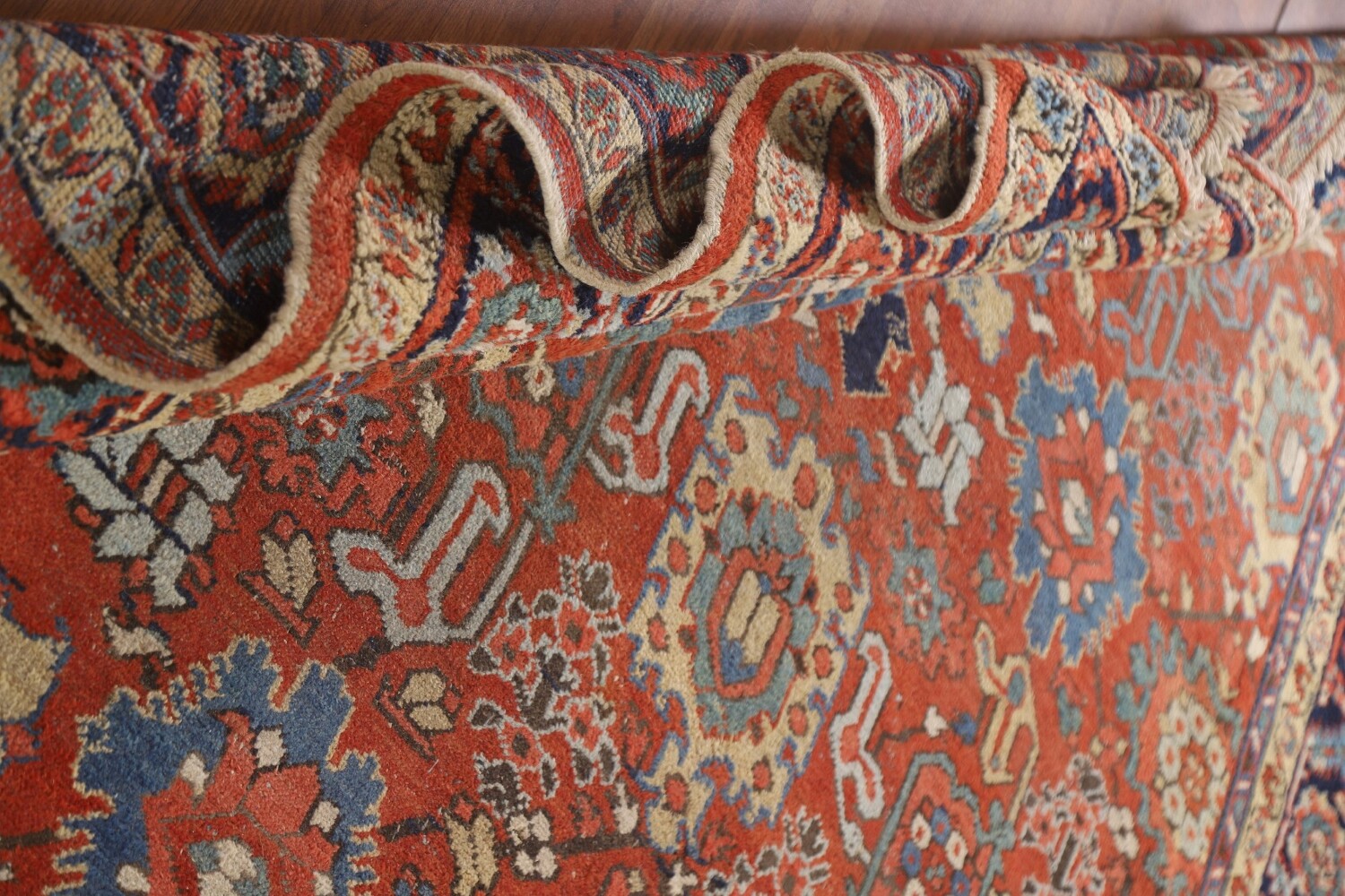 Pre-1900 Vegetable Dye Heriz Serapi Persian Area Rug 9x11