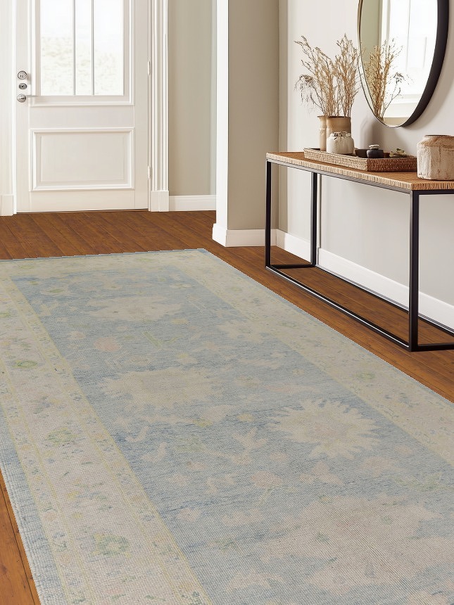 Vegetable Dye Oushak Turkish Living Room Rug 6x14
