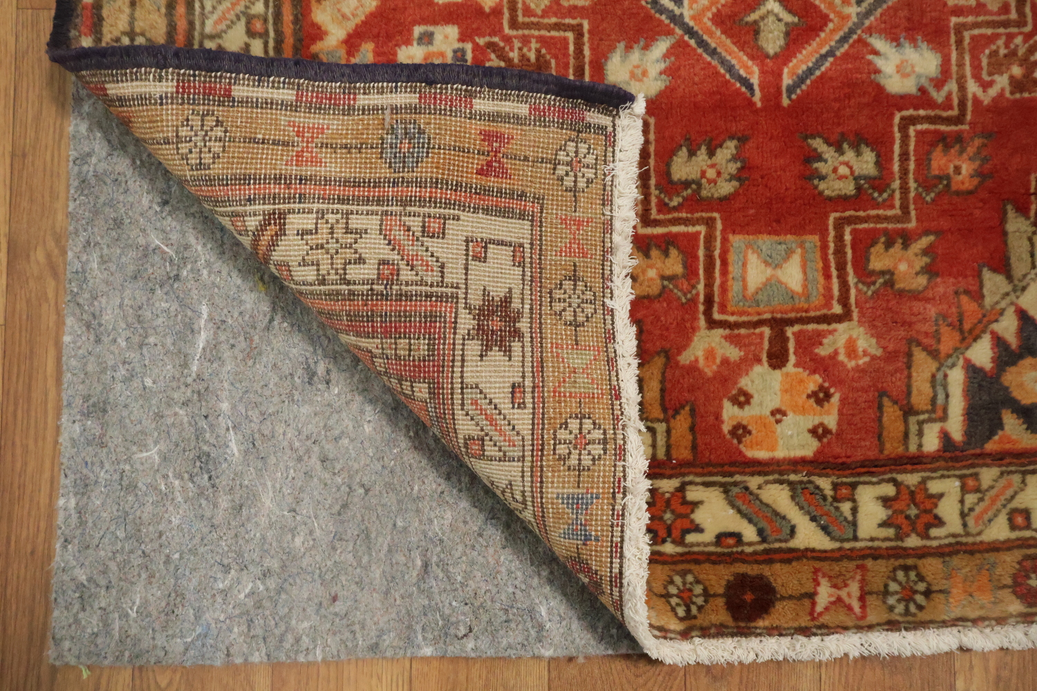 Geometric Red Heriz Persian Runner Rug 3x11