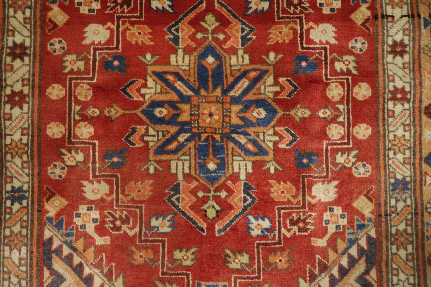 Geometric Red Heriz Persian Runner Rug 3x11