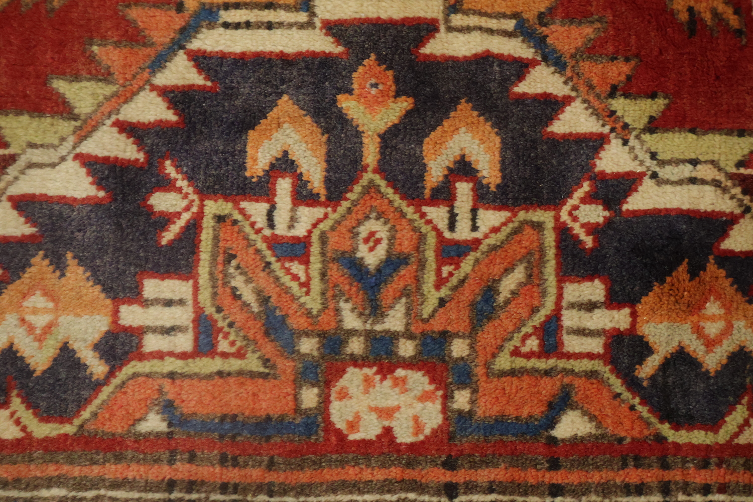 Geometric Red Heriz Persian Runner Rug 3x11