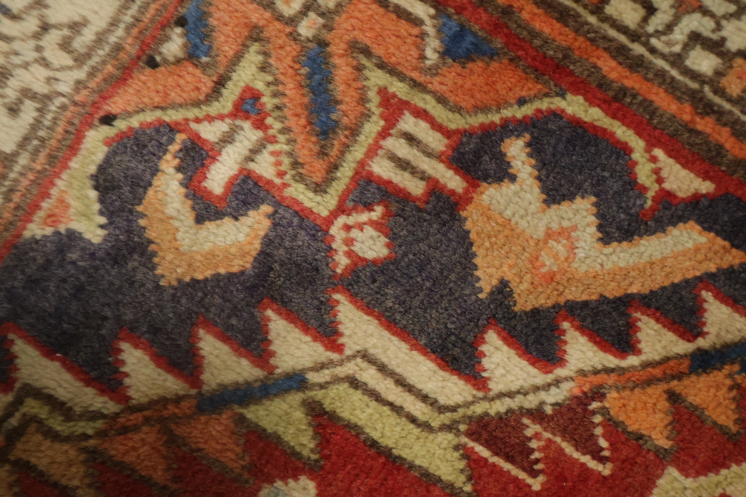 Geometric Red Heriz Persian Runner Rug 3x11