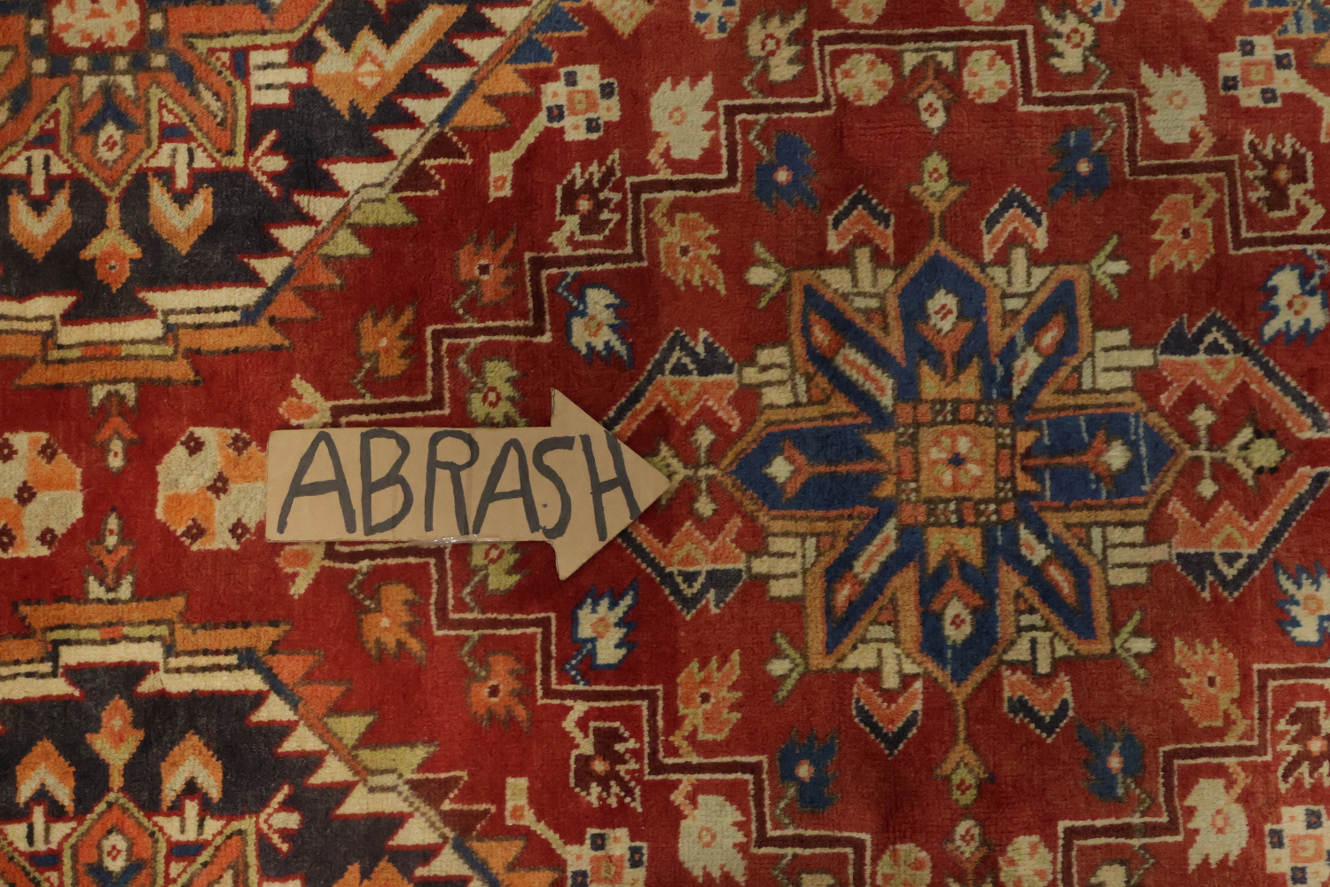 Geometric Red Heriz Persian Runner Rug 3x11