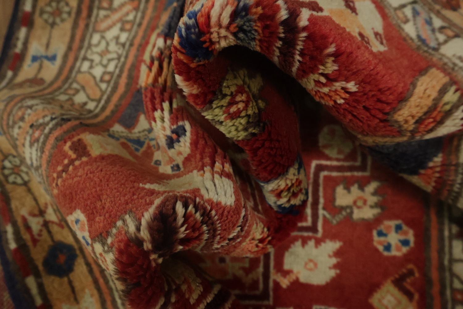 Geometric Red Heriz Persian Runner Rug 3x11