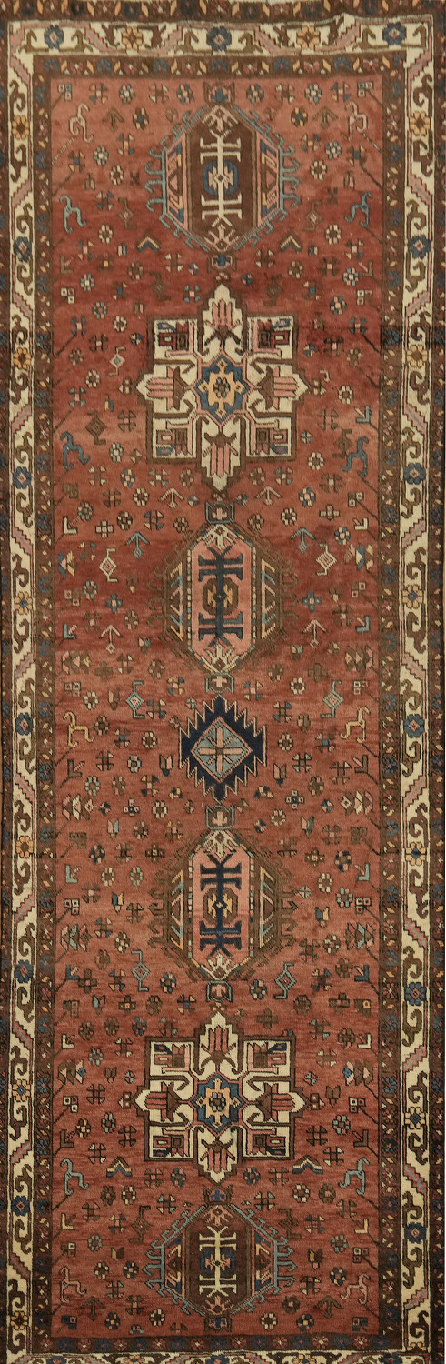 Vintage Wool Heriz Persian Runner Rug 4x11