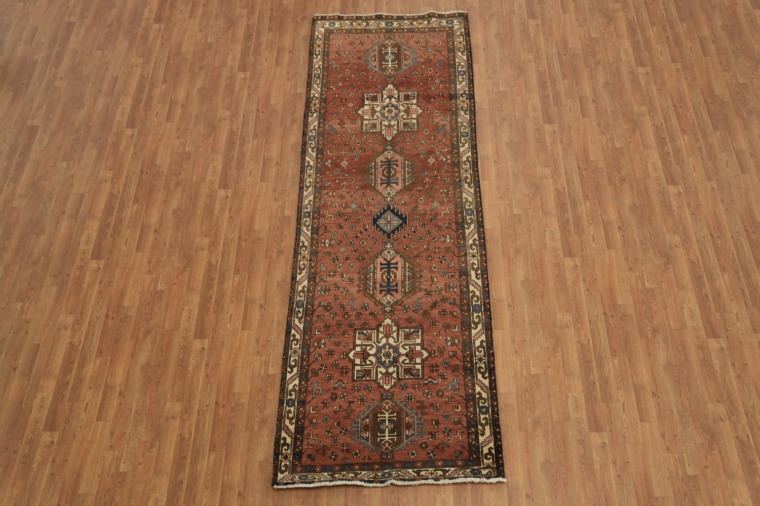 Vintage Wool Heriz Persian Runner Rug 4x11
