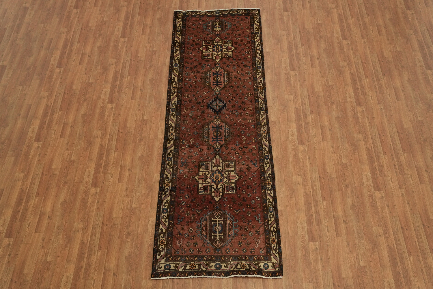 Vintage Wool Heriz Persian Runner Rug 4x11