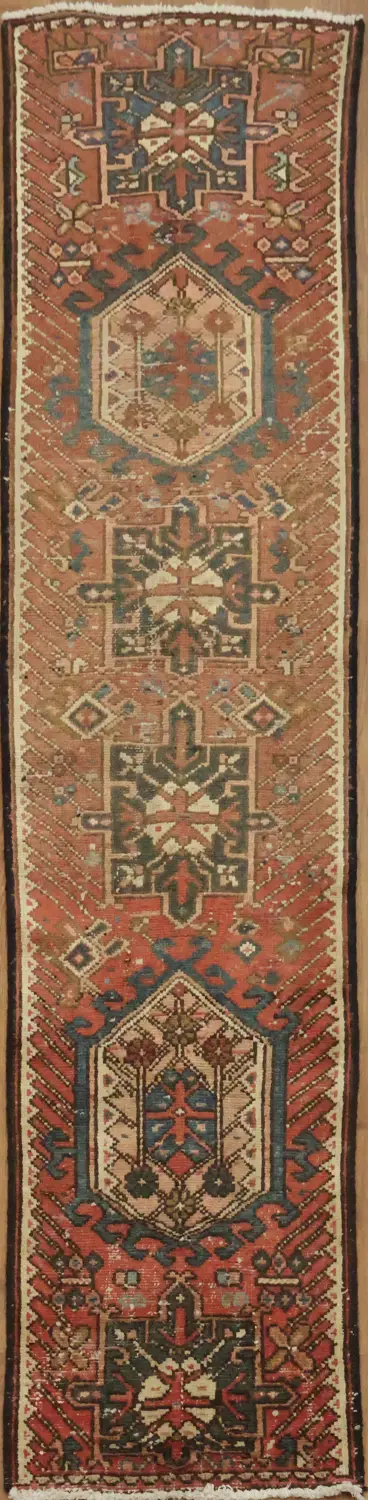 Vintage Tribal Gharajeh Persian Runner Rug 2x7