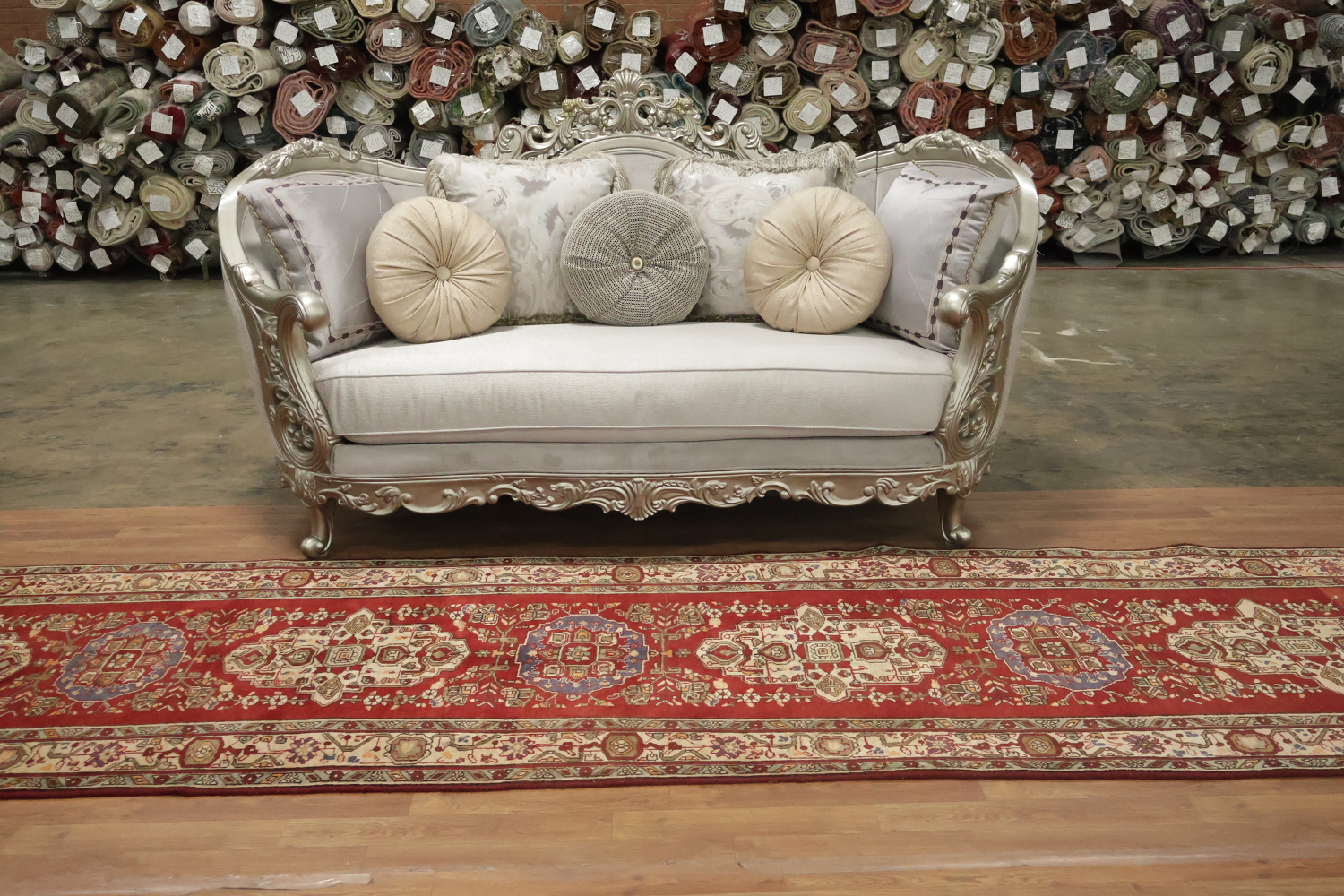 Geometric Red Tabriz Persian Runner Rug 4x13