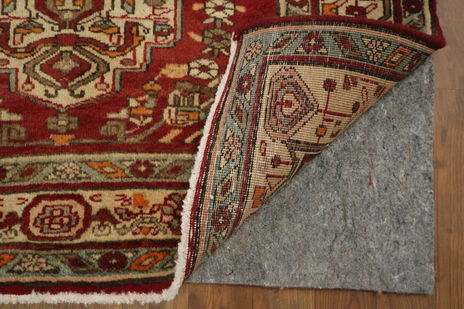 Geometric Red Tabriz Persian Runner Rug 4x13