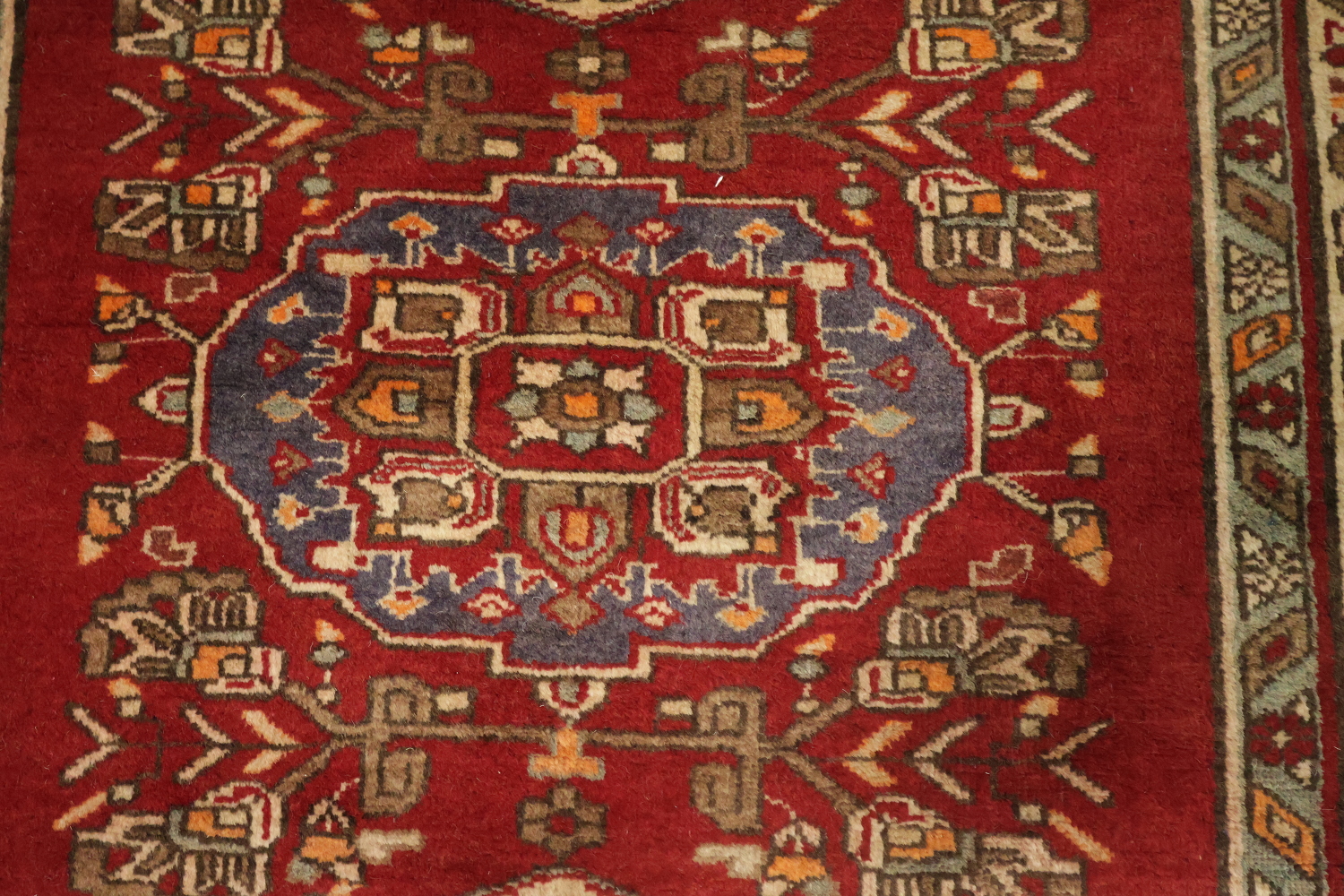 Geometric Red Tabriz Persian Runner Rug 4x13