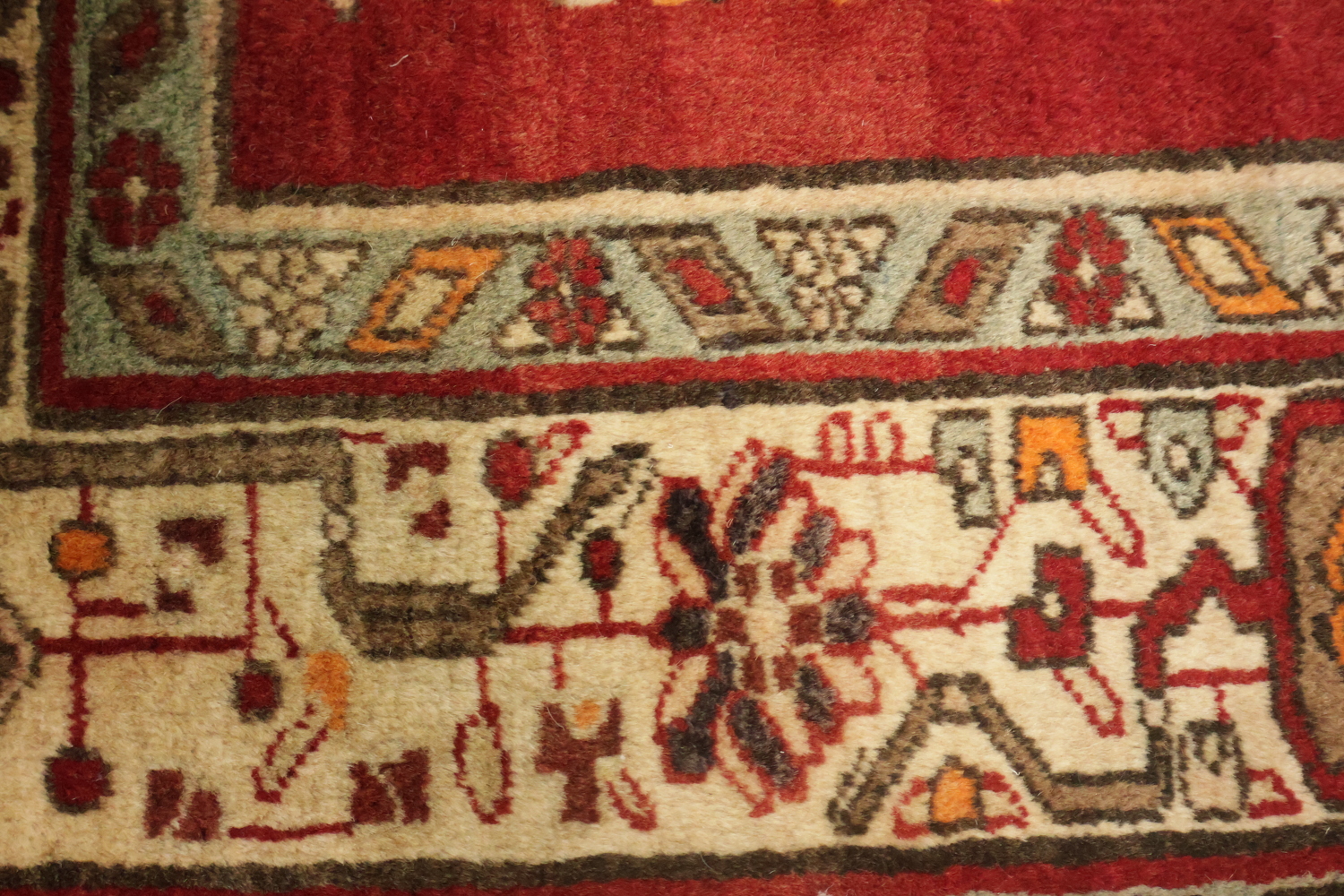 Geometric Red Tabriz Persian Runner Rug 4x13