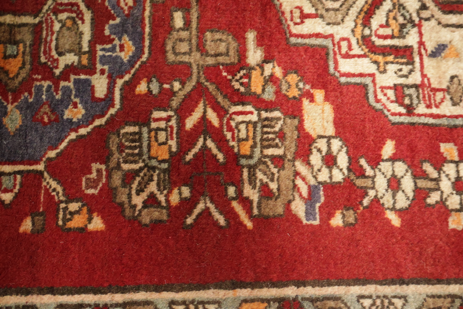 Geometric Red Tabriz Persian Runner Rug 4x13