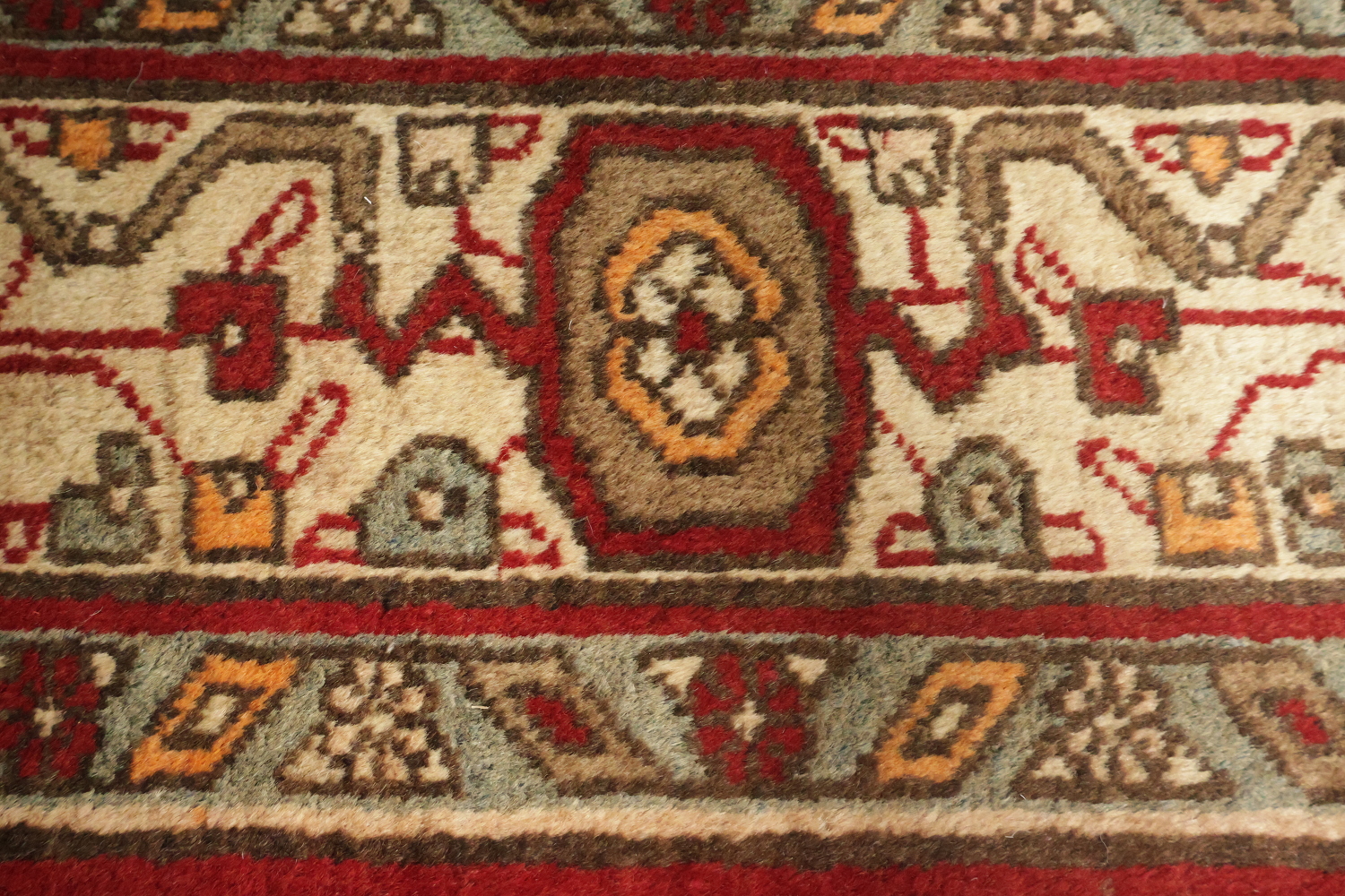 Geometric Red Tabriz Persian Runner Rug 4x13