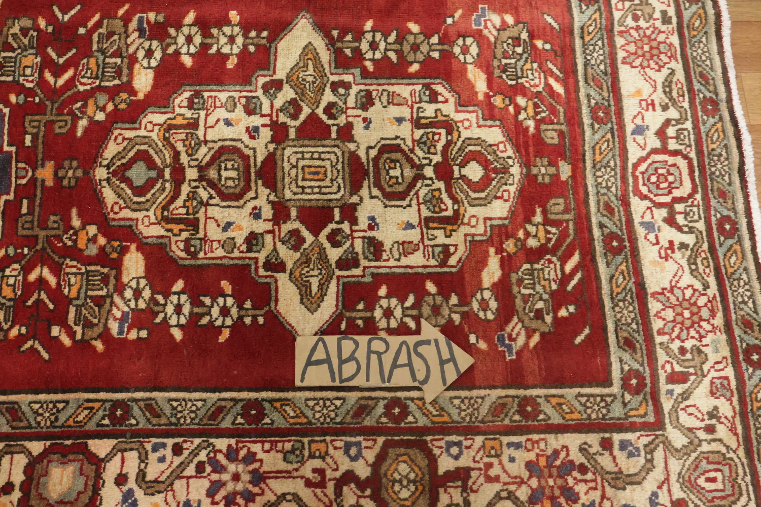 Geometric Red Tabriz Persian Runner Rug 4x13