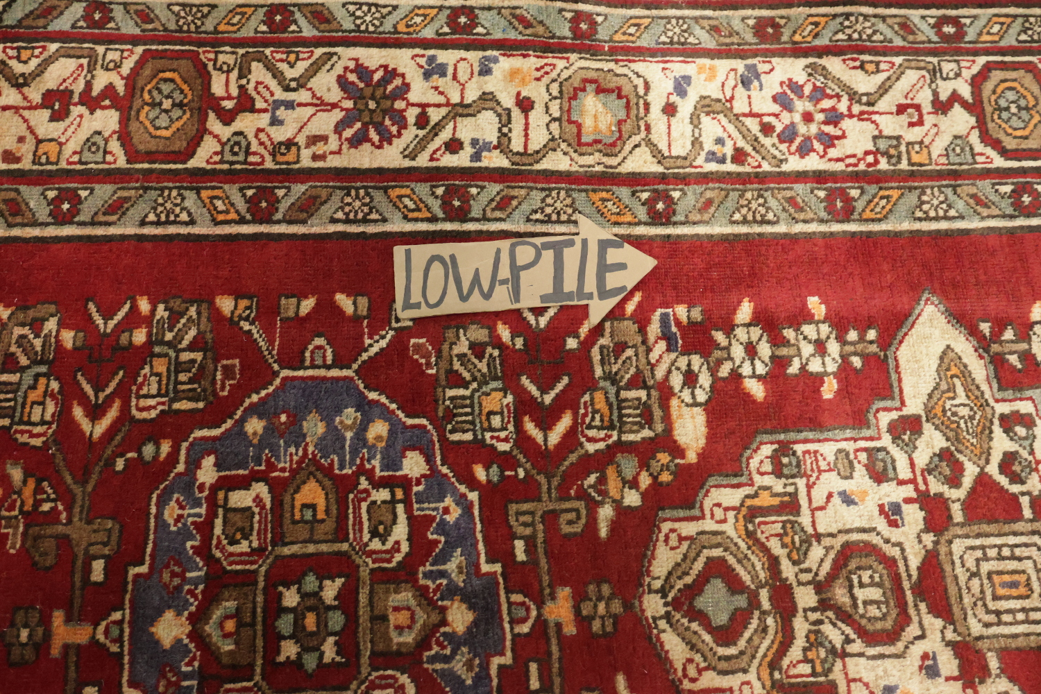 Geometric Red Tabriz Persian Runner Rug 4x13