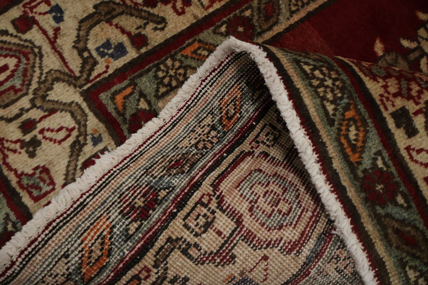 Geometric Red Tabriz Persian Runner Rug 4x13
