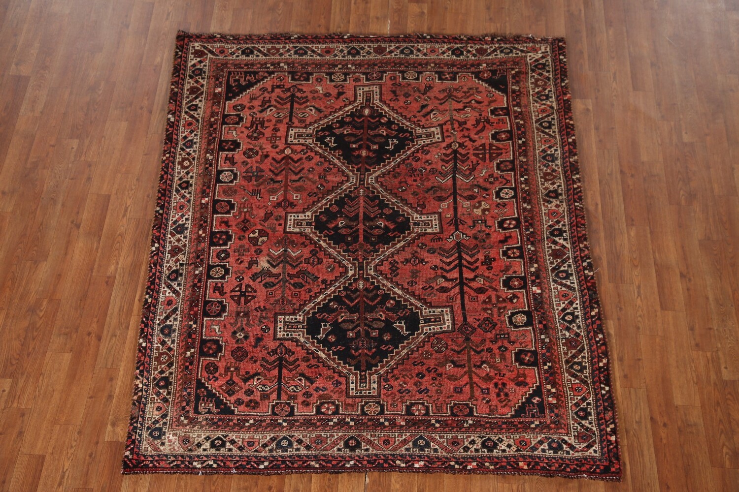 Antique Tribal Qashqai Persian Rug 5x6