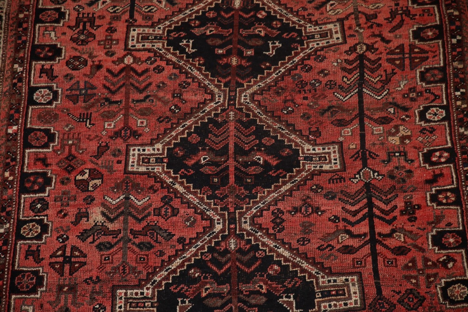 Antique Tribal Qashqai Persian Rug 5x6