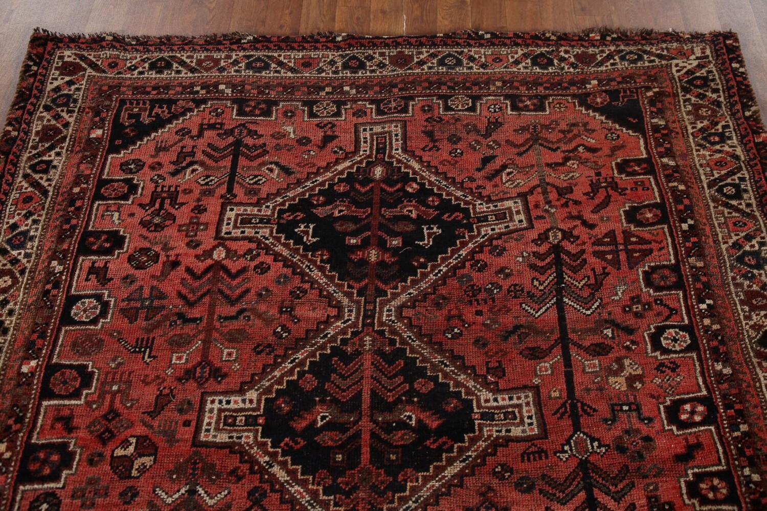 Antique Tribal Qashqai Persian Rug 5x6