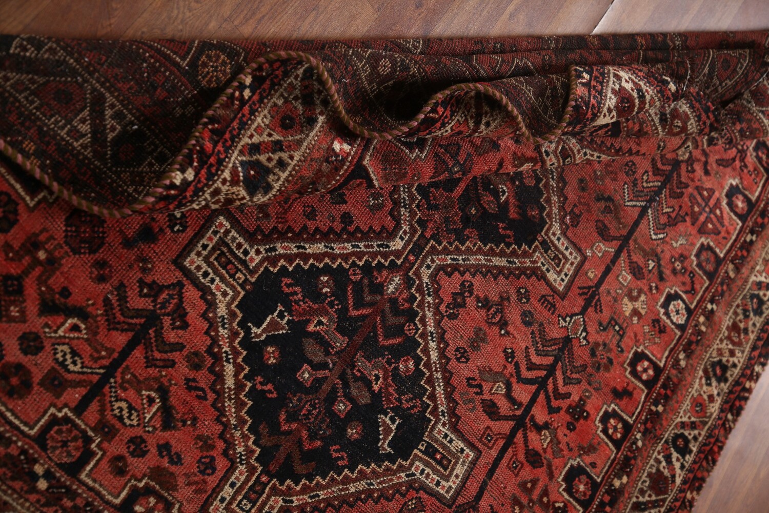 Antique Tribal Qashqai Persian Rug 5x6