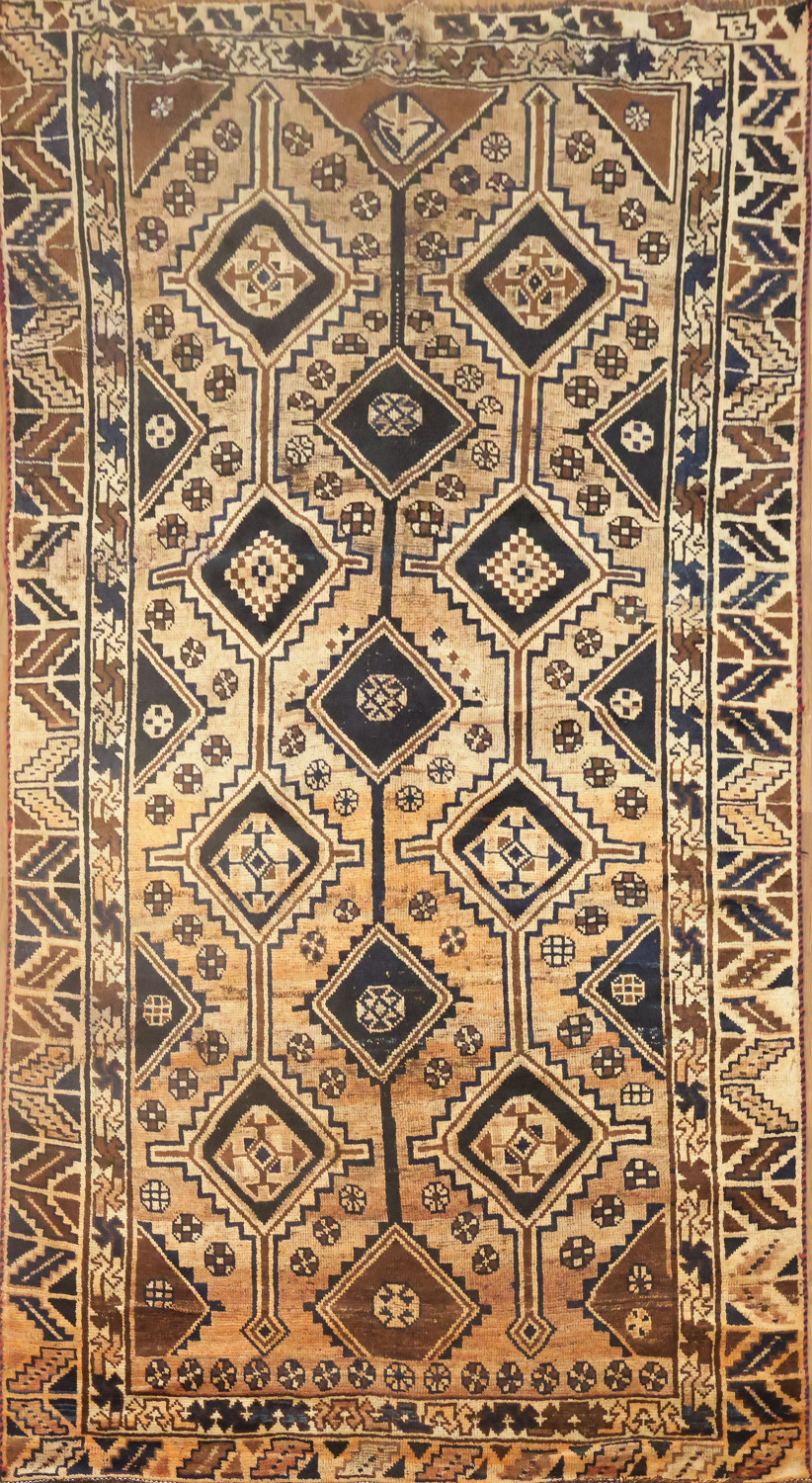 Geometric Wool Qashqai Persian Area Rug 5x9
