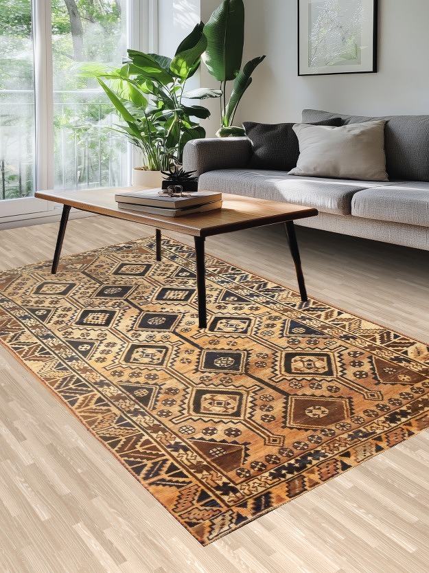 Geometric Wool Qashqai Persian Area Rug 5x9