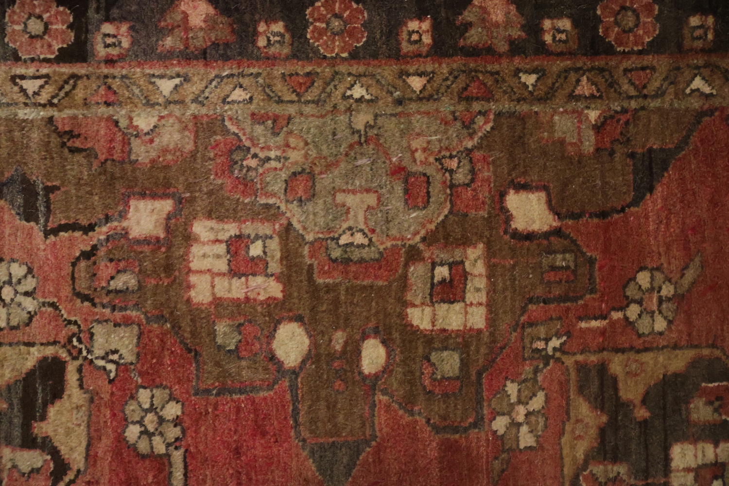 Pink Geometric Heriz Persian Runner Rug 3x13