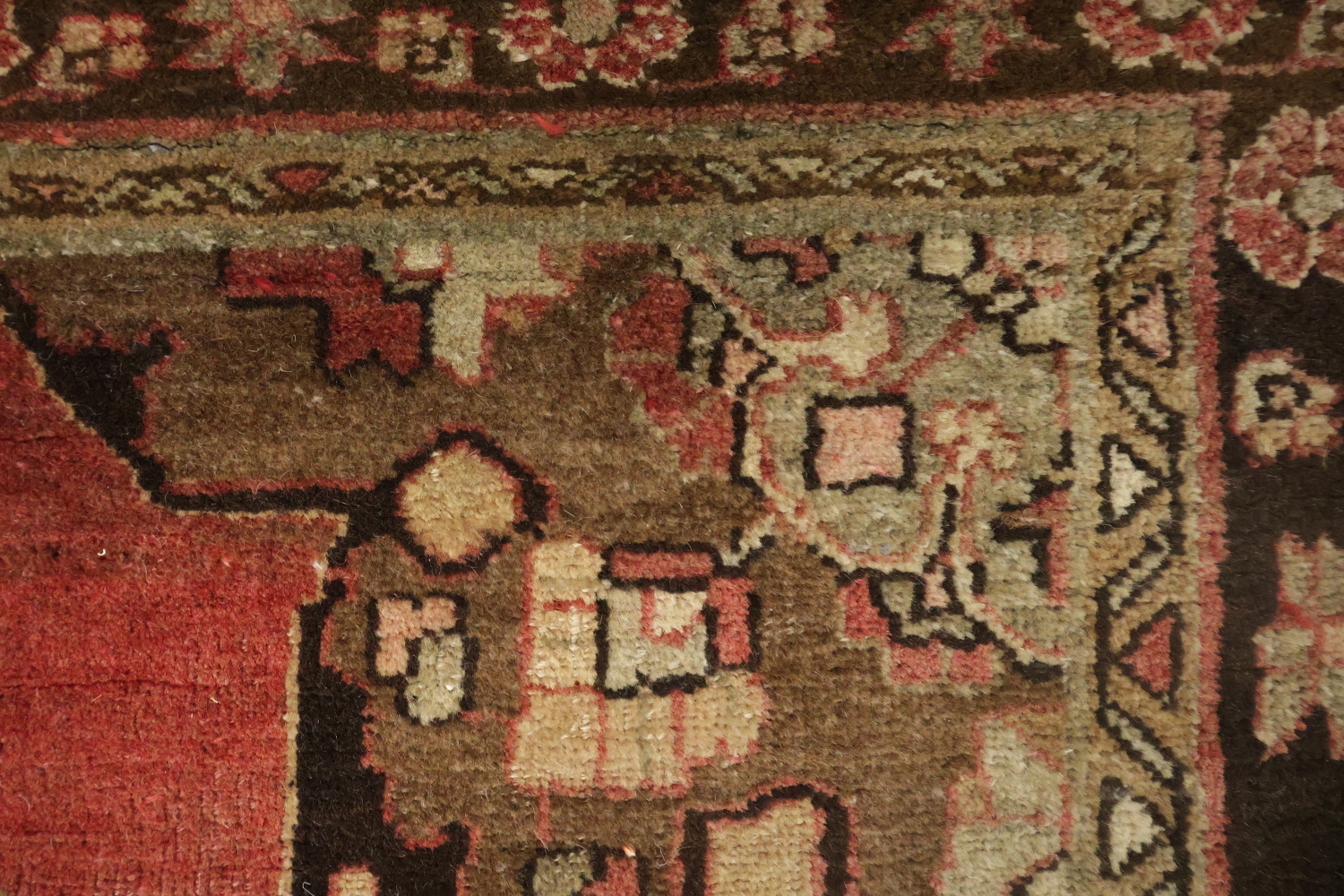 Pink Geometric Heriz Persian Runner Rug 3x13