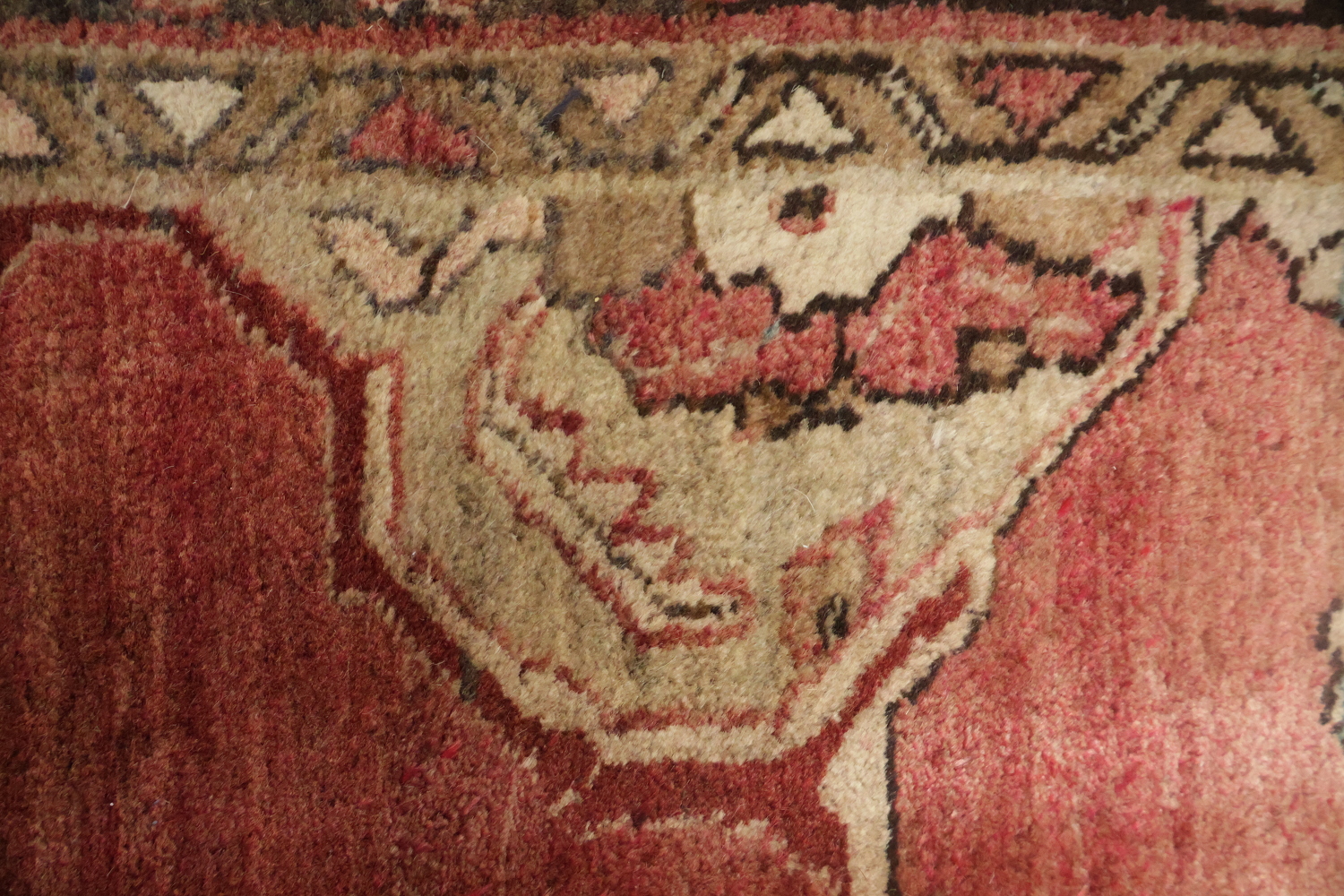 Pink Geometric Heriz Persian Runner Rug 3x13