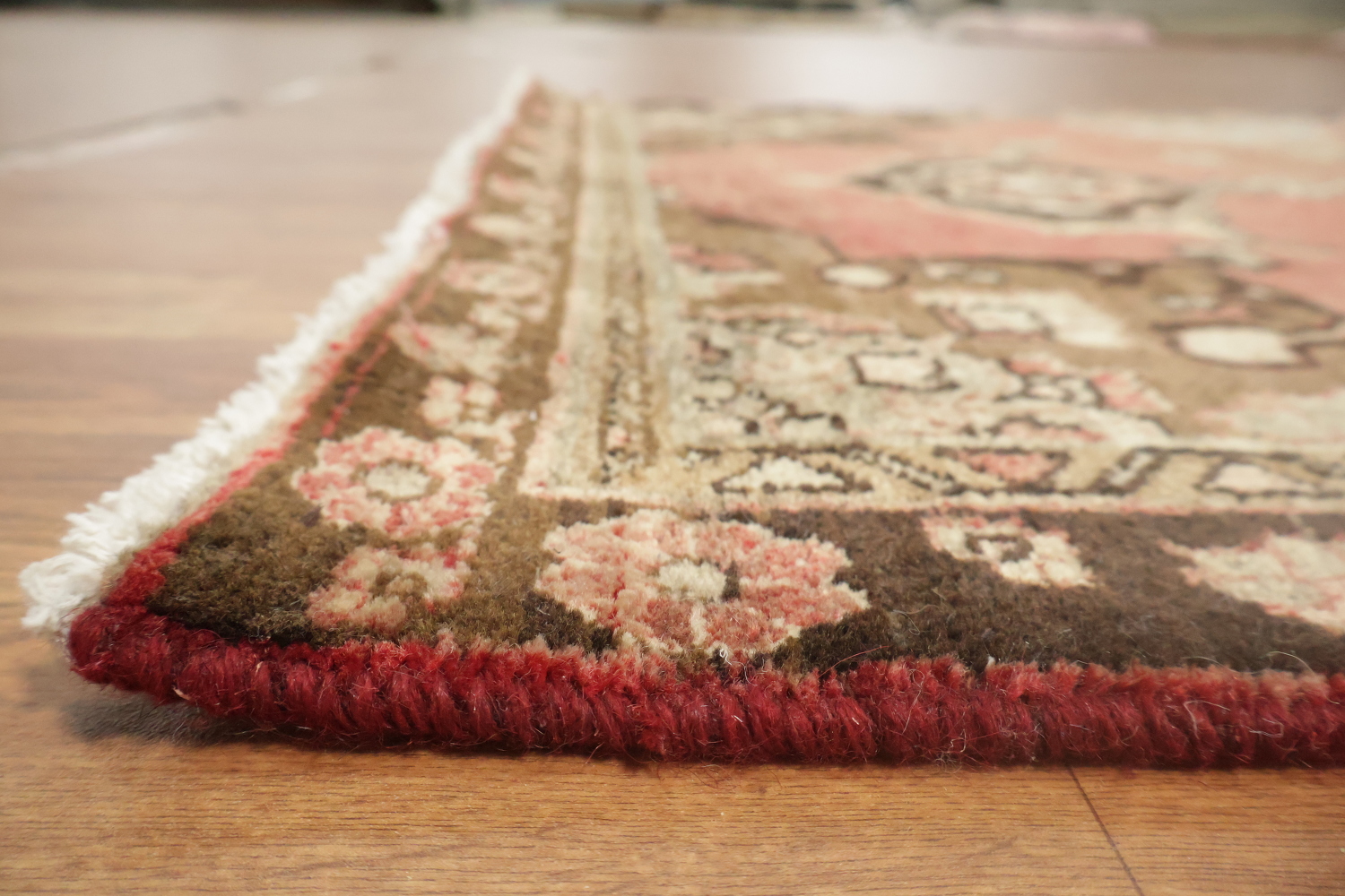 Pink Geometric Heriz Persian Runner Rug 3x13