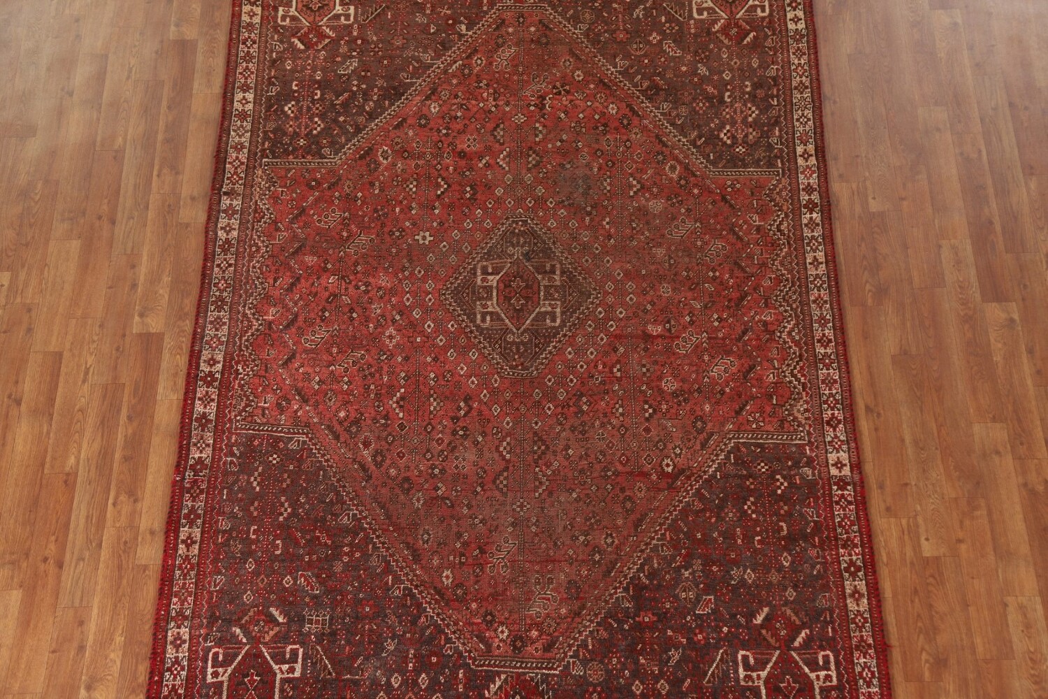 Pre-1900 Antique Qashqai Vegetable Dye Persian Rug 6x8