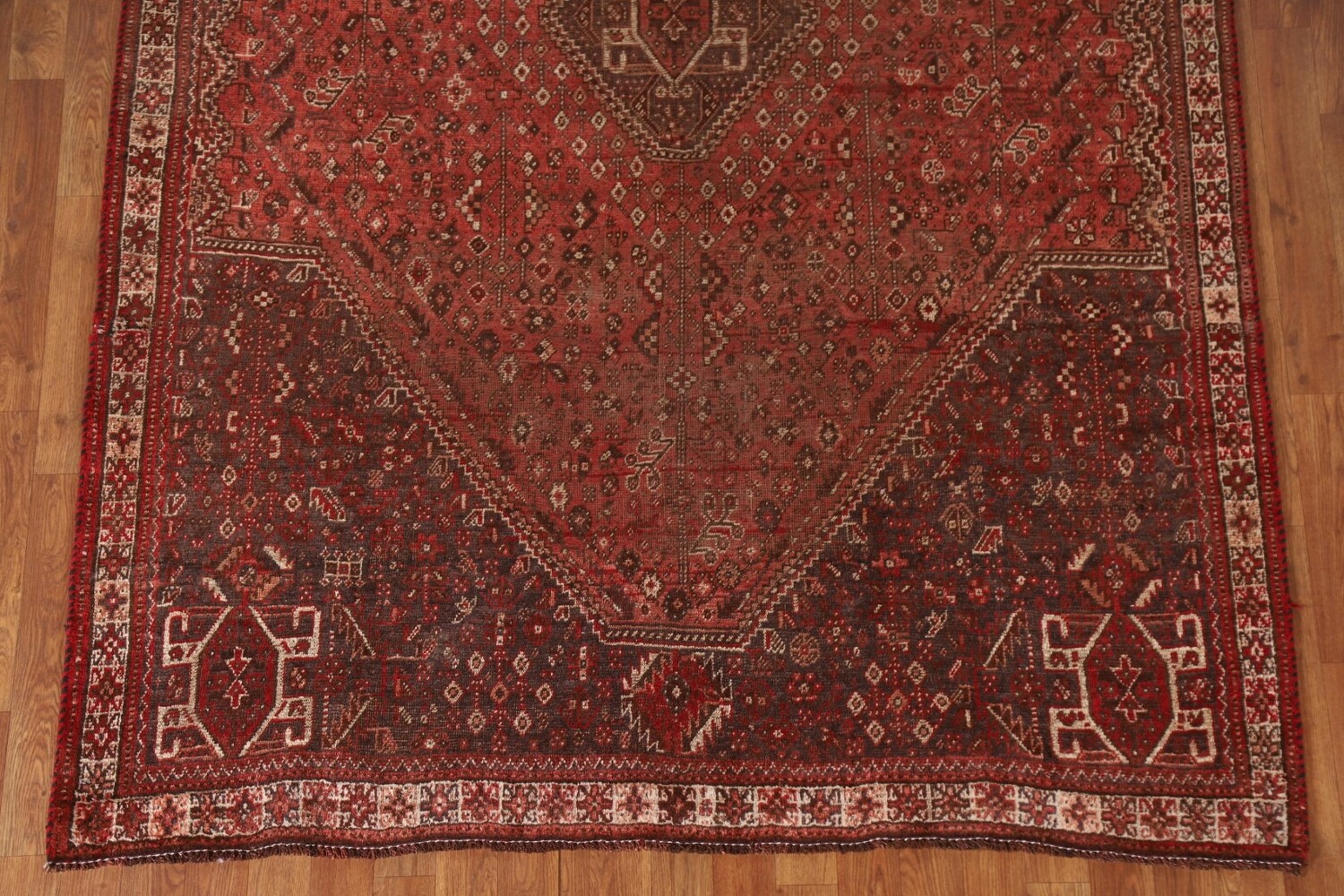 Pre-1900 Antique Qashqai Vegetable Dye Persian Rug 6x8